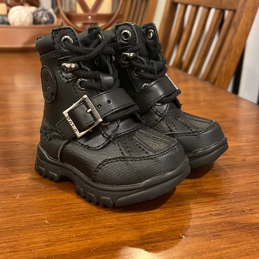 Polo Ralph Lauren Colbey Boots Black new Preschool Toddlers Boys Girls Size 4